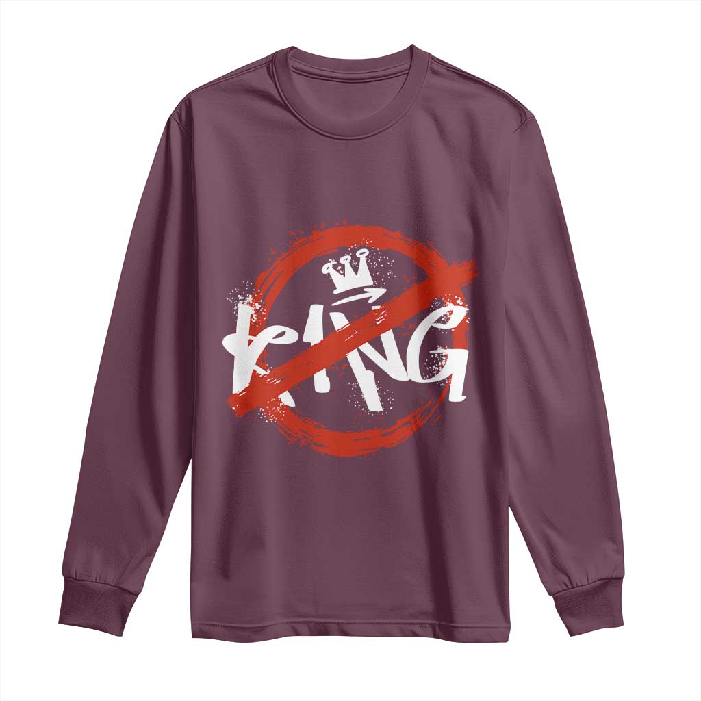 Funny No King Graffiti Style Crown Long Sleeve Shirt - Wonder Print Shop