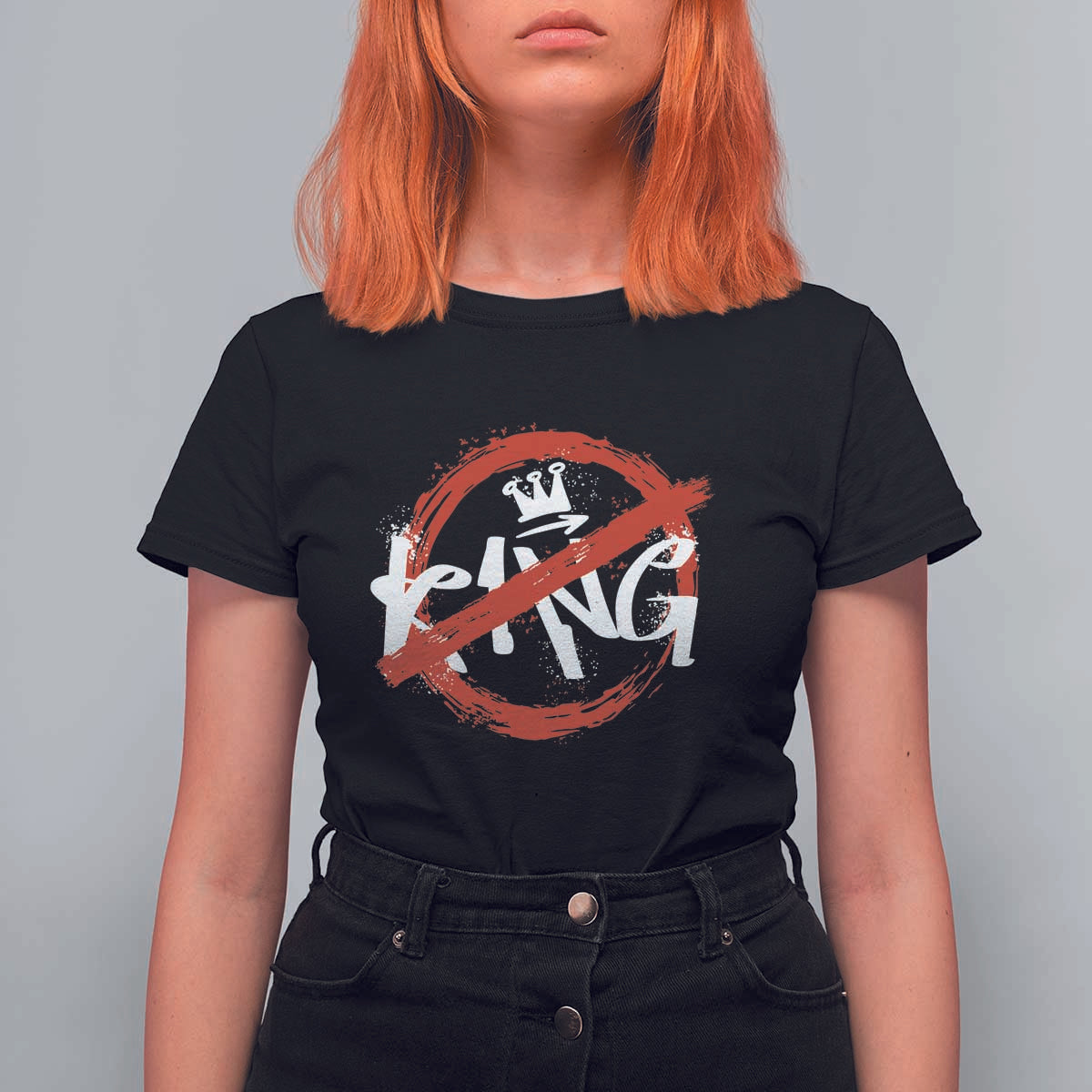 Funny No King Graffiti Style Crown T Shirt For Women - Wonder Print Shop