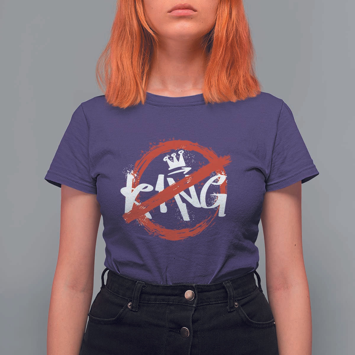 Funny No King Graffiti Style Crown T Shirt For Women - Wonder Print Shop
