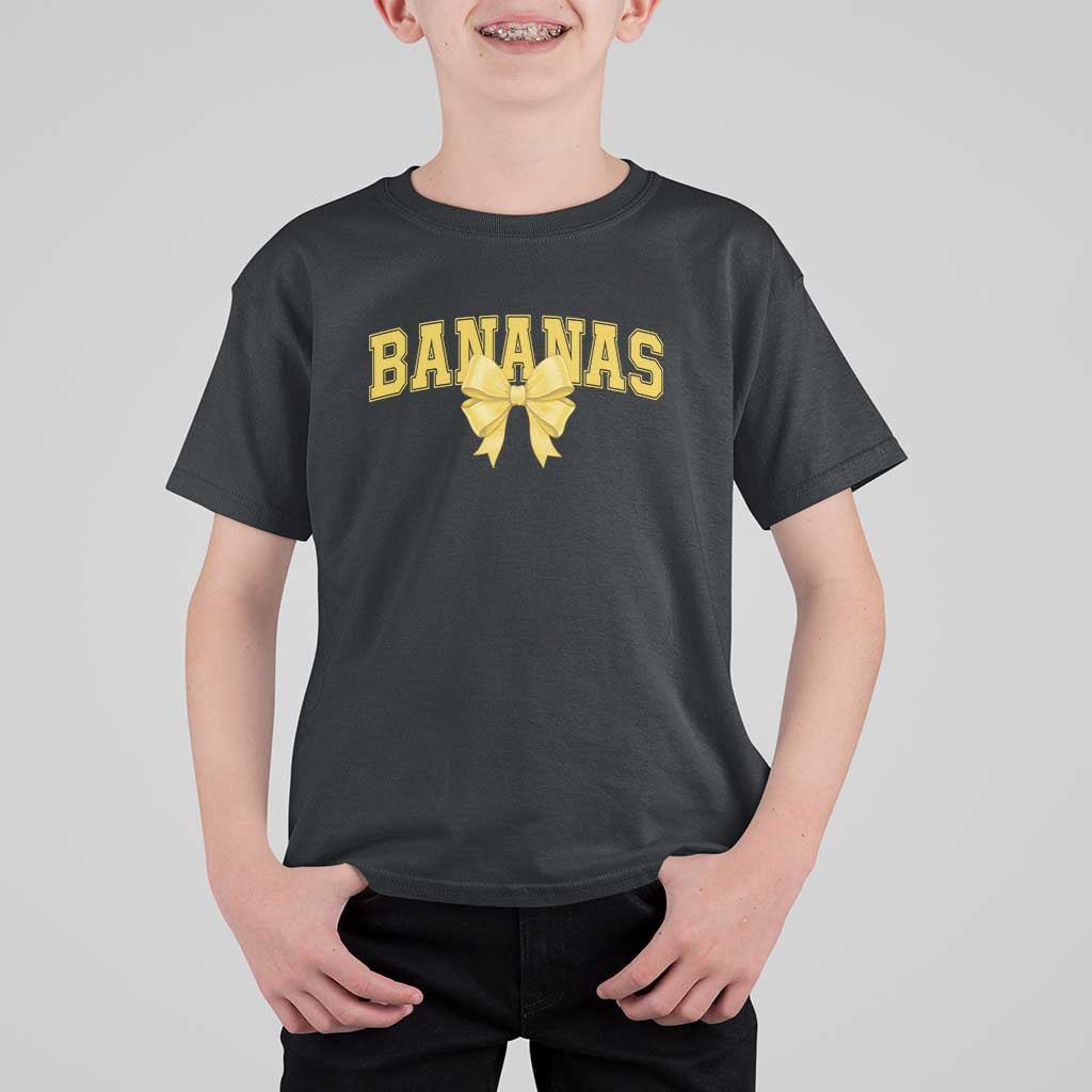 Funny Bananas Coquette Bow Baseball Player T Shirt For Kid - Wonder Print Shop