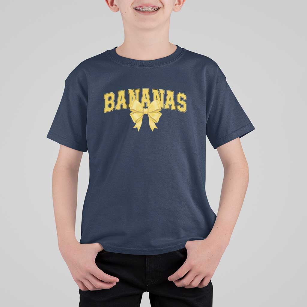 Funny Bananas Coquette Bow Baseball Player T Shirt For Kid - Wonder Print Shop