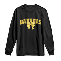 Funny Bananas Coquette Bow Baseball Player Long Sleeve Shirt - Wonder Print Shop
