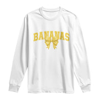 Funny Bananas Coquette Bow Baseball Player Long Sleeve Shirt - Wonder Print Shop