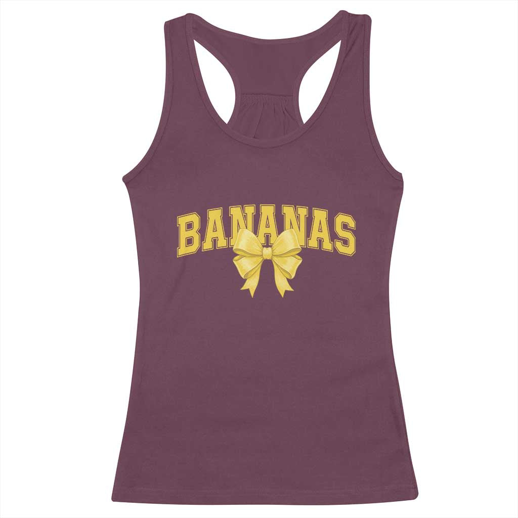 Funny Bananas Coquette Bow Baseball Player Racerback Tank Top - Wonder Print Shop