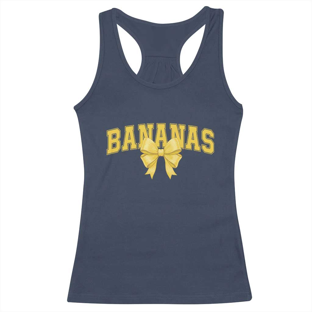 Funny Bananas Coquette Bow Baseball Player Racerback Tank Top - Wonder Print Shop