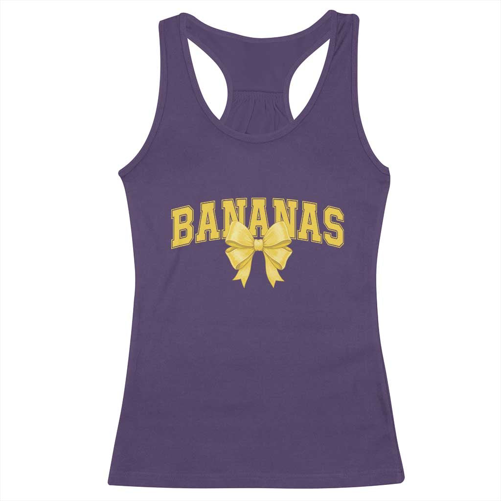 Funny Bananas Coquette Bow Baseball Player Racerback Tank Top - Wonder Print Shop