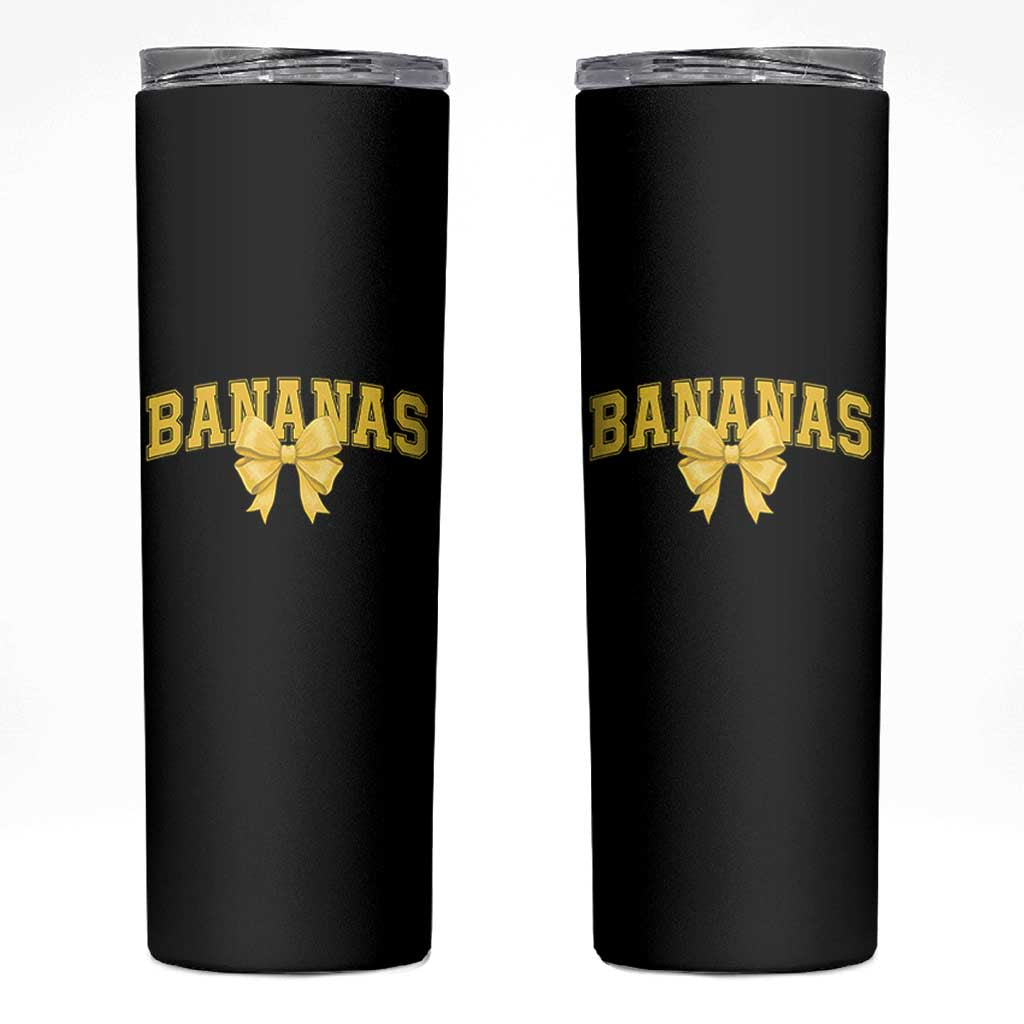 Funny Bananas Coquette Bow Baseball Player Skinny Tumbler - Wonder Print Shop
