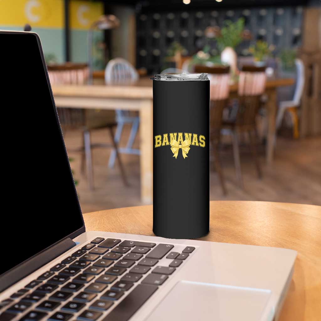 Funny Bananas Coquette Bow Baseball Player Skinny Tumbler - Wonder Print Shop