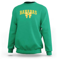 Funny Bananas Coquette Bow Baseball Player Sweatshirt - Wonder Print Shop
