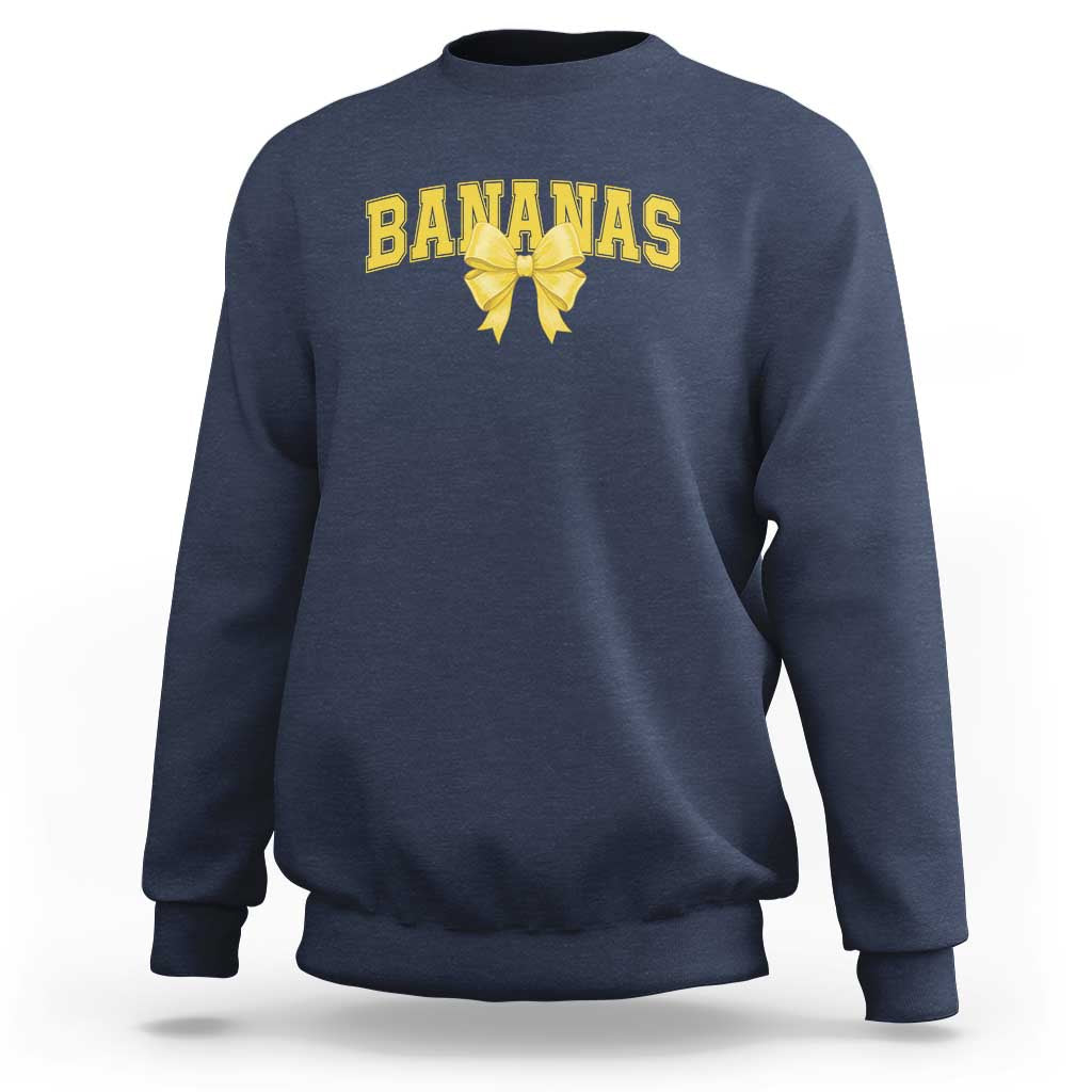 Funny Bananas Coquette Bow Baseball Player Sweatshirt - Wonder Print Shop