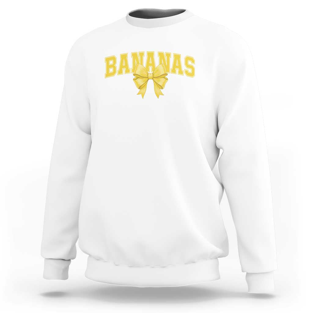 Funny Bananas Coquette Bow Baseball Player Sweatshirt - Wonder Print Shop
