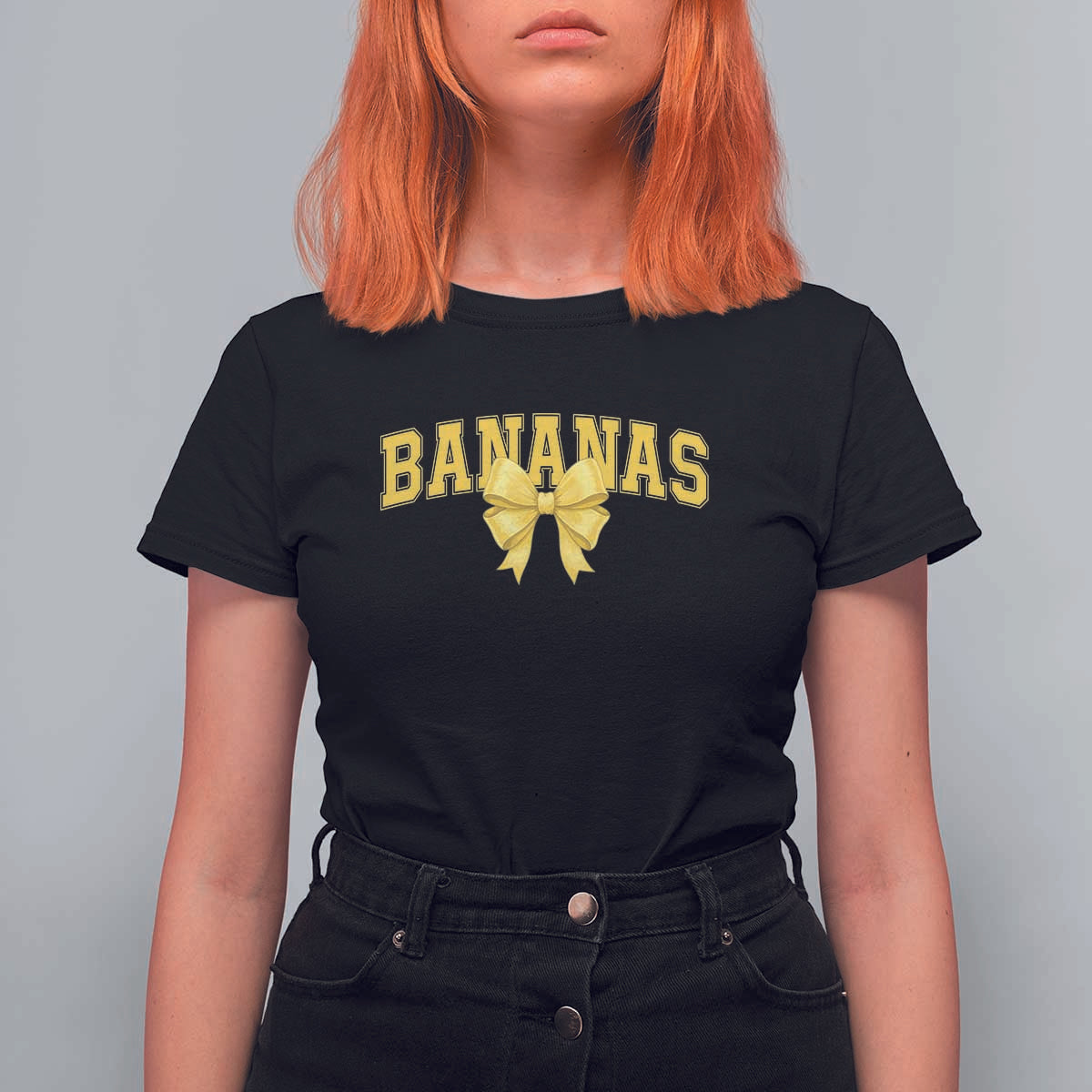 Funny Bananas Coquette Bow Baseball Player T Shirt For Women - Wonder Print Shop