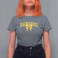 Funny Bananas Coquette Bow Baseball Player T Shirt For Women - Wonder Print Shop