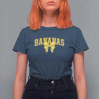 Funny Bananas Coquette Bow Baseball Player T Shirt For Women - Wonder Print Shop