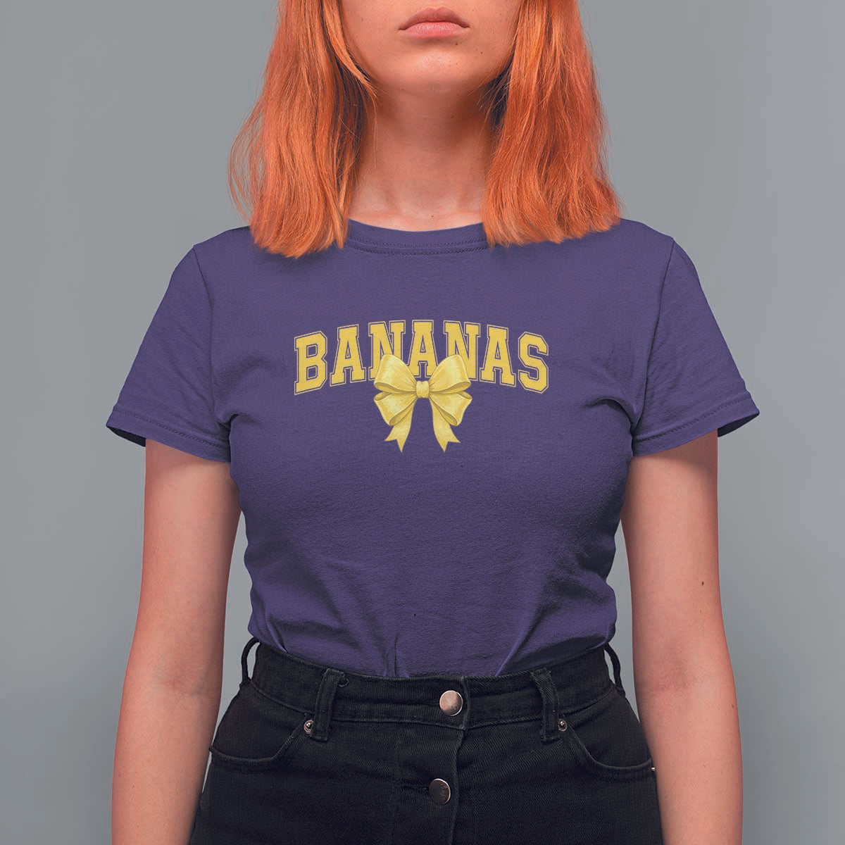 Funny Bananas Coquette Bow Baseball Player T Shirt For Women - Wonder Print Shop