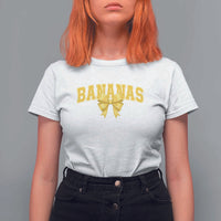 Funny Bananas Coquette Bow Baseball Player T Shirt For Women - Wonder Print Shop