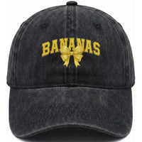Funny Bananas Coquette Bow Baseball Player Washed Cotton Baseball Cap
