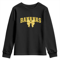 Funny Bananas Coquette Bow Baseball Player Youth Sweatshirt - Wonder Print Shop
