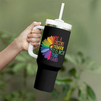 LGBTQ Be A Decent Human Its Not That Hard Tumbler With Handle Rainbow Flower