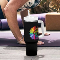 LGBTQ Be A Decent Human Its Not That Hard Tumbler With Handle Rainbow Flower