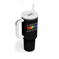 LGBTQ Be A Decent Human Its Not That Hard Tumbler With Handle Rainbow Hearts