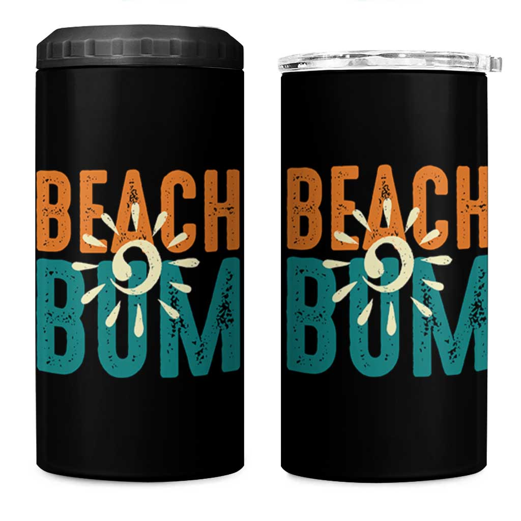 Funny Beach Bum Summer Vacation 4 in 1 Can Cooler Tumbler Beach Life Sun Light - Wonder Print Shop