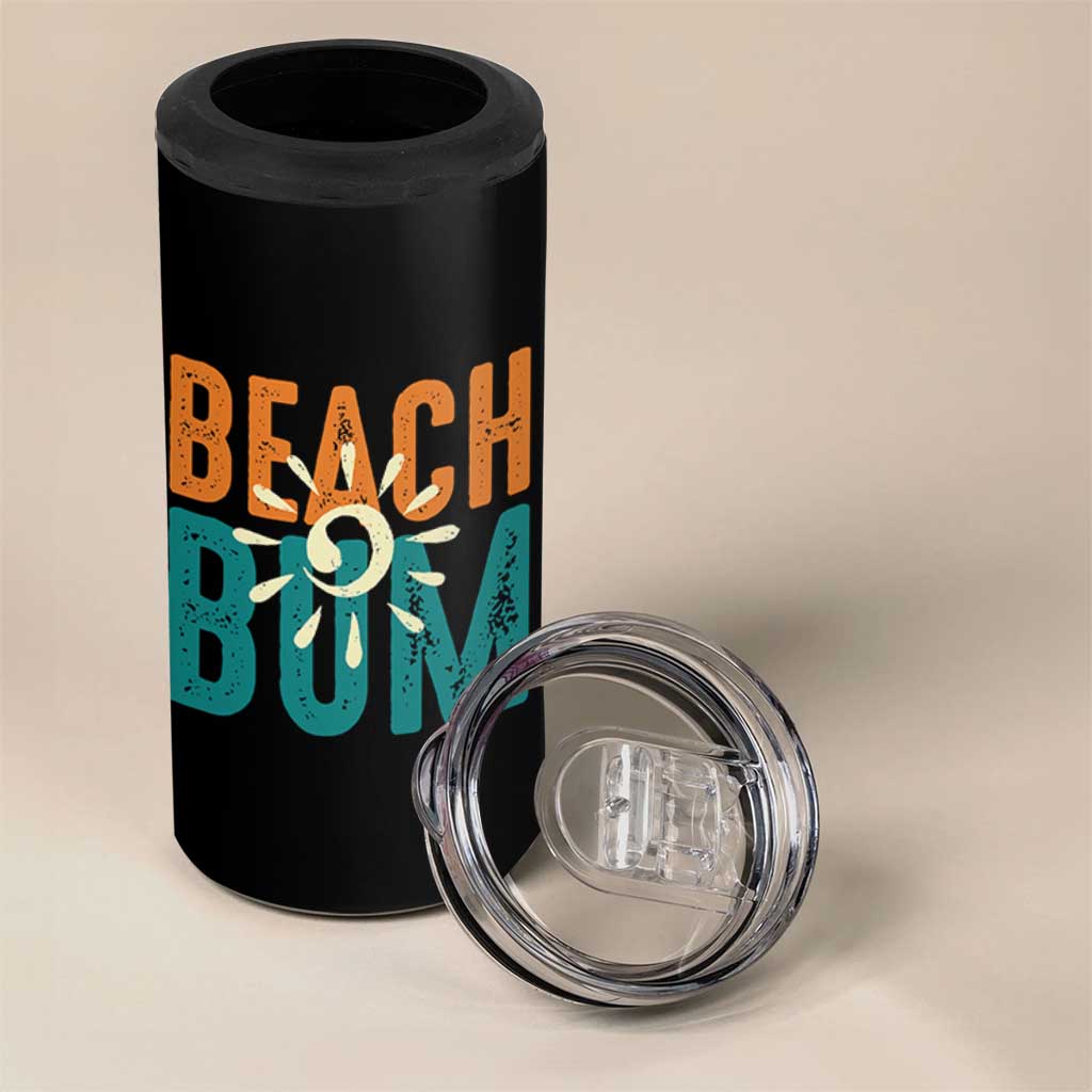 Funny Beach Bum Summer Vacation 4 in 1 Can Cooler Tumbler Beach Life Sun Light - Wonder Print Shop