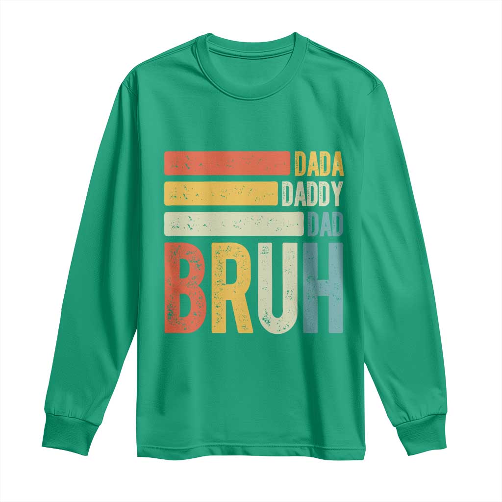 Funny Dada Daddy Dad Bruh Long Sleeve Shirt Fathers Day Vintage Stripes