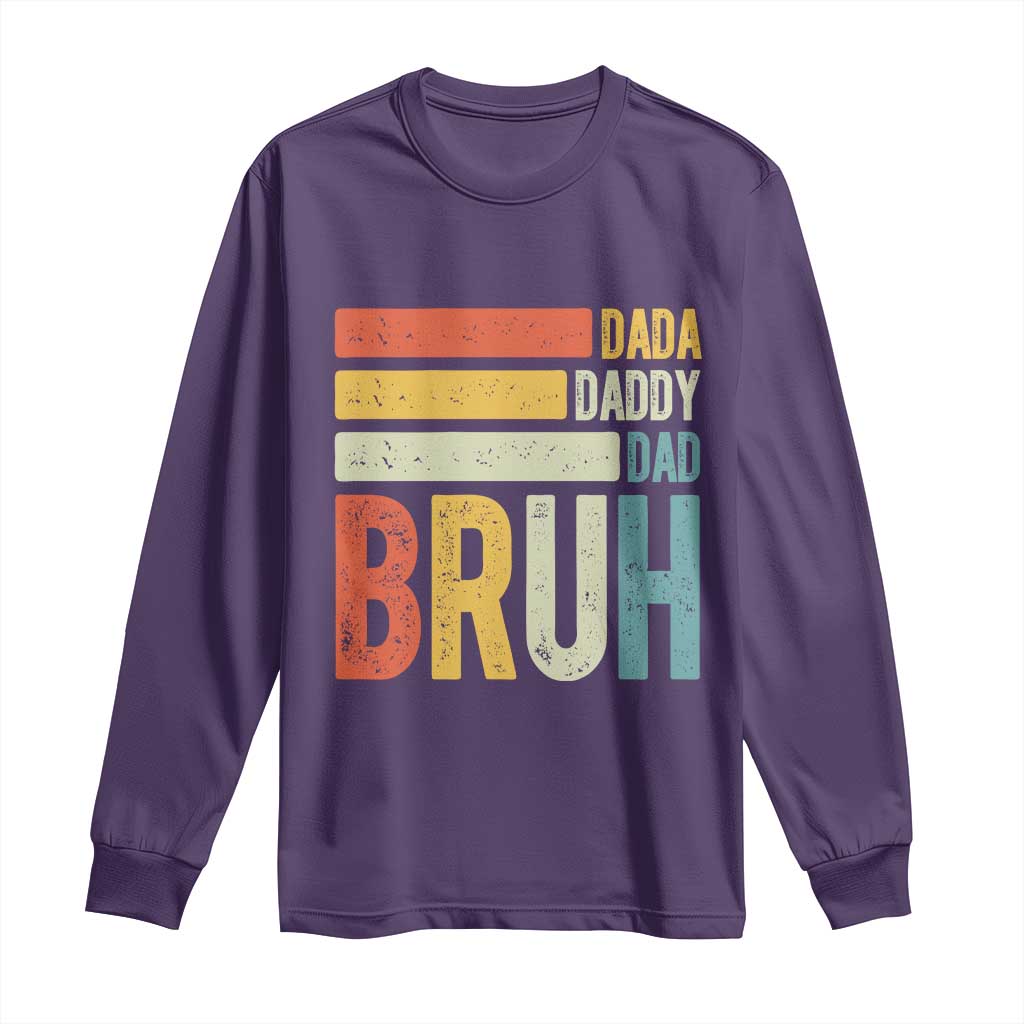 Funny Dada Daddy Dad Bruh Long Sleeve Shirt Fathers Day Vintage Stripes