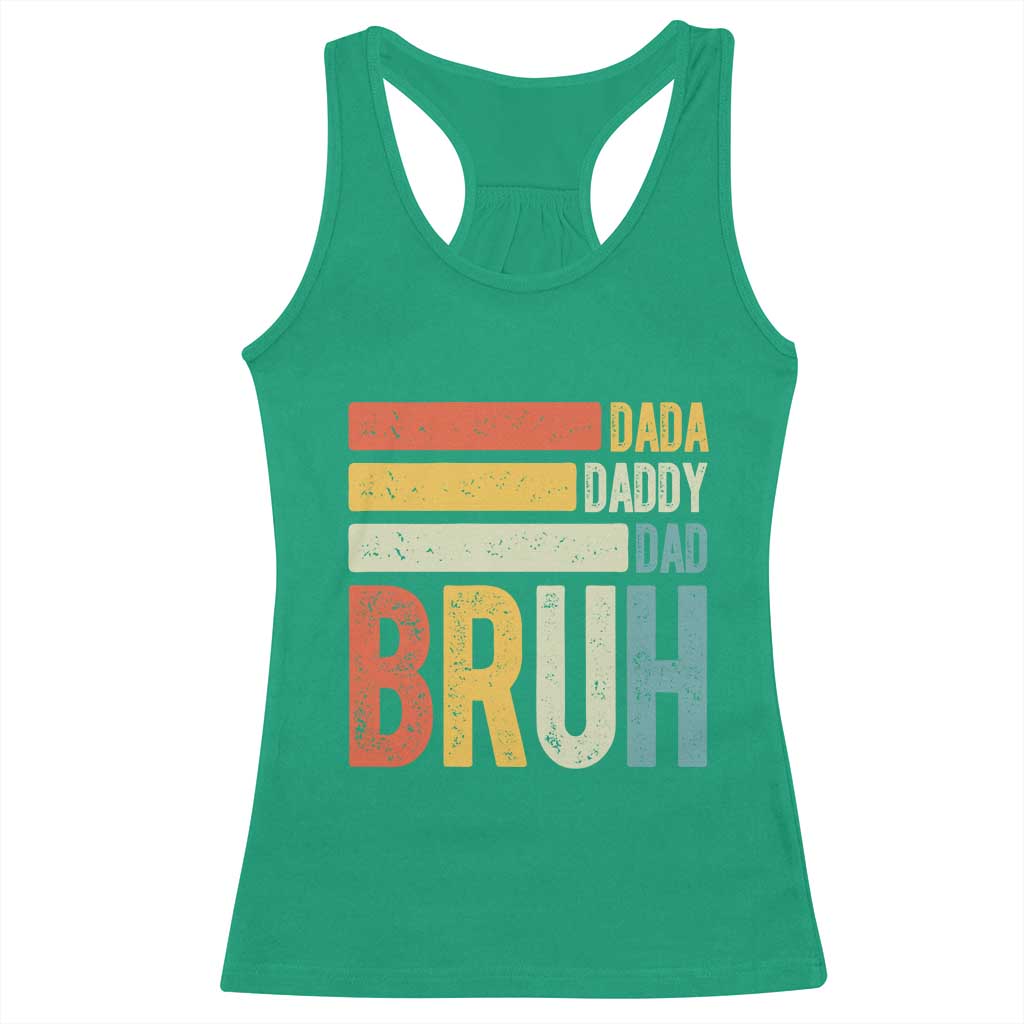 Funny Dada Daddy Dad Bruh Racerback Tank Top Fathers Day Vintage Stripes