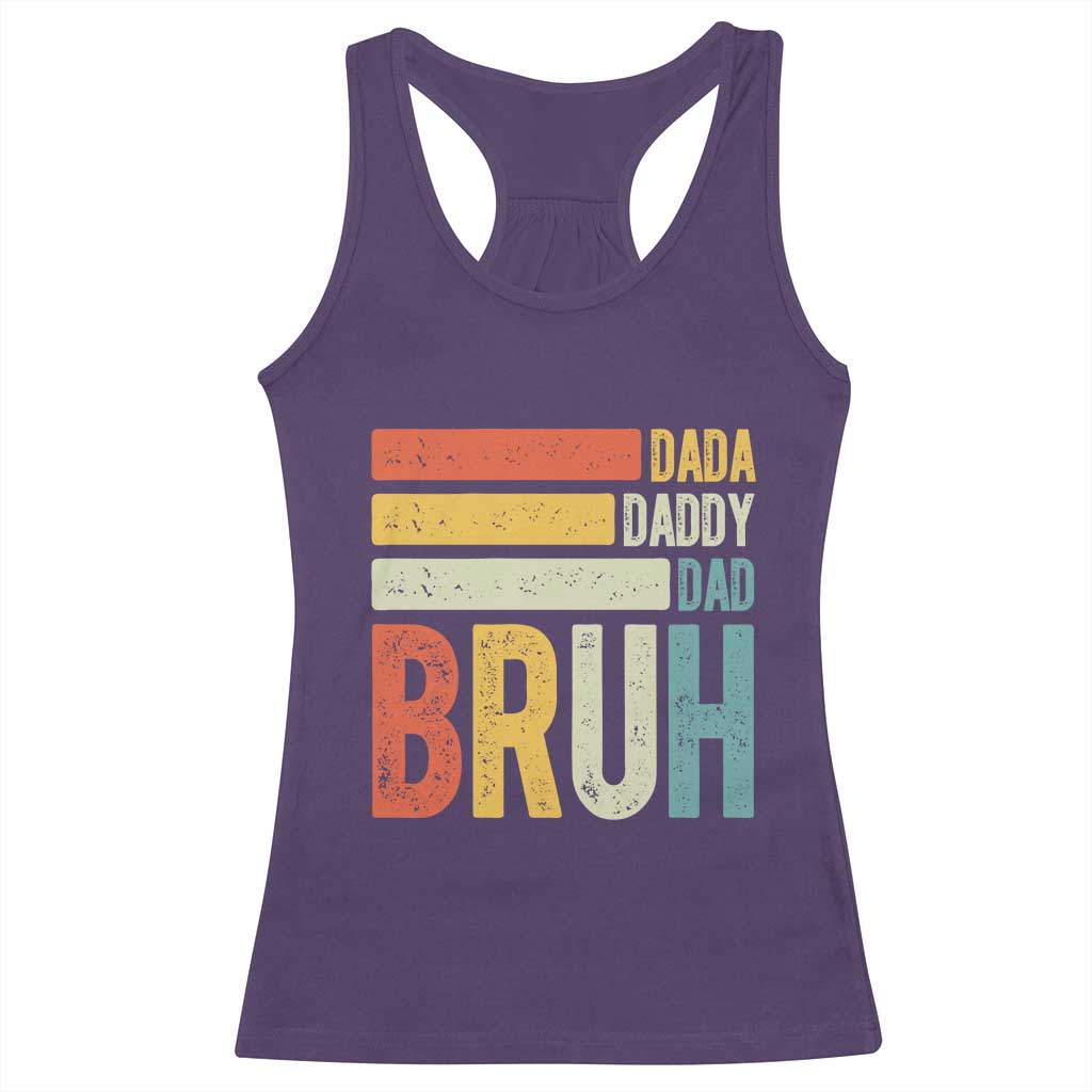 Funny Dada Daddy Dad Bruh Racerback Tank Top Fathers Day Vintage Stripes