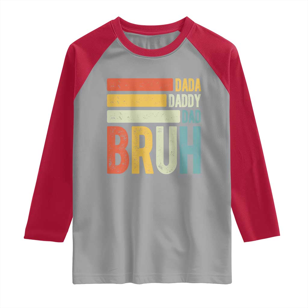Funny Dada Daddy Dad Bruh Raglan Shirt Fathers Day Vintage Stripes