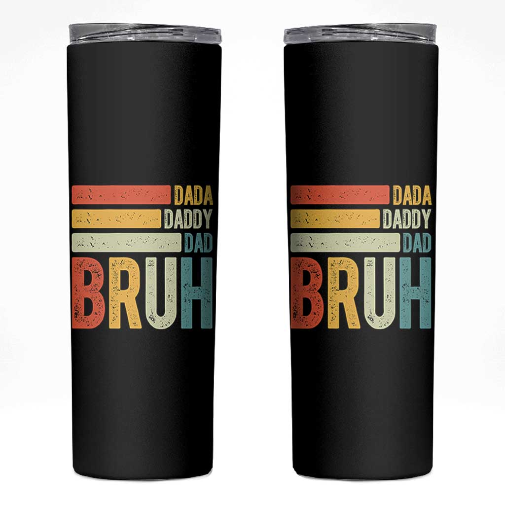 Funny Dada Daddy Dad Bruh Skinny Tumbler Fathers Day Vintage Stripes