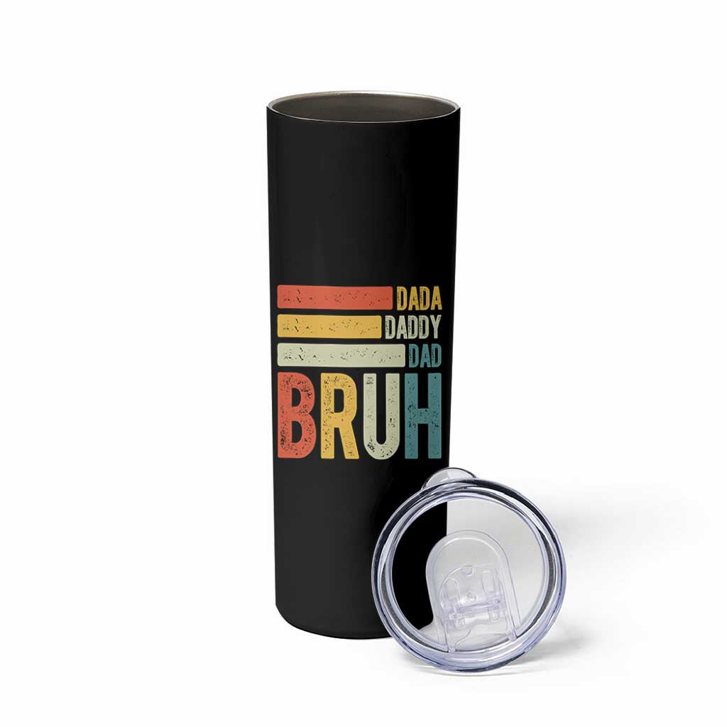 Funny Dada Daddy Dad Bruh Skinny Tumbler Fathers Day Vintage Stripes