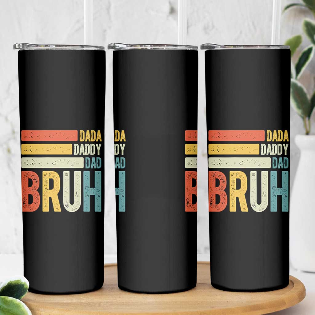 Funny Dada Daddy Dad Bruh Skinny Tumbler Fathers Day Vintage Stripes