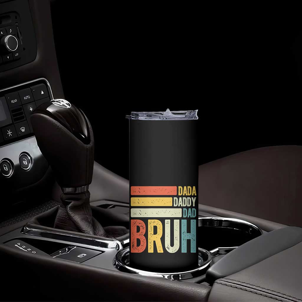 Funny Dada Daddy Dad Bruh Skinny Tumbler Fathers Day Vintage Stripes