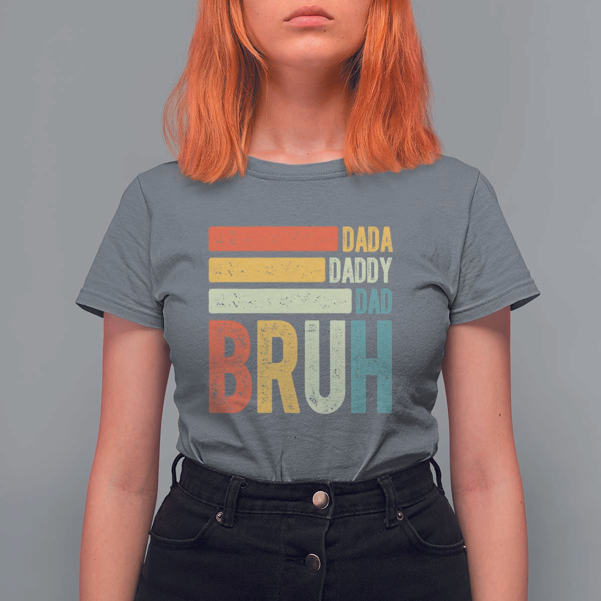 Funny Dada Daddy Dad Bruh T Shirt For Women Fathers Day Vintage Stripes