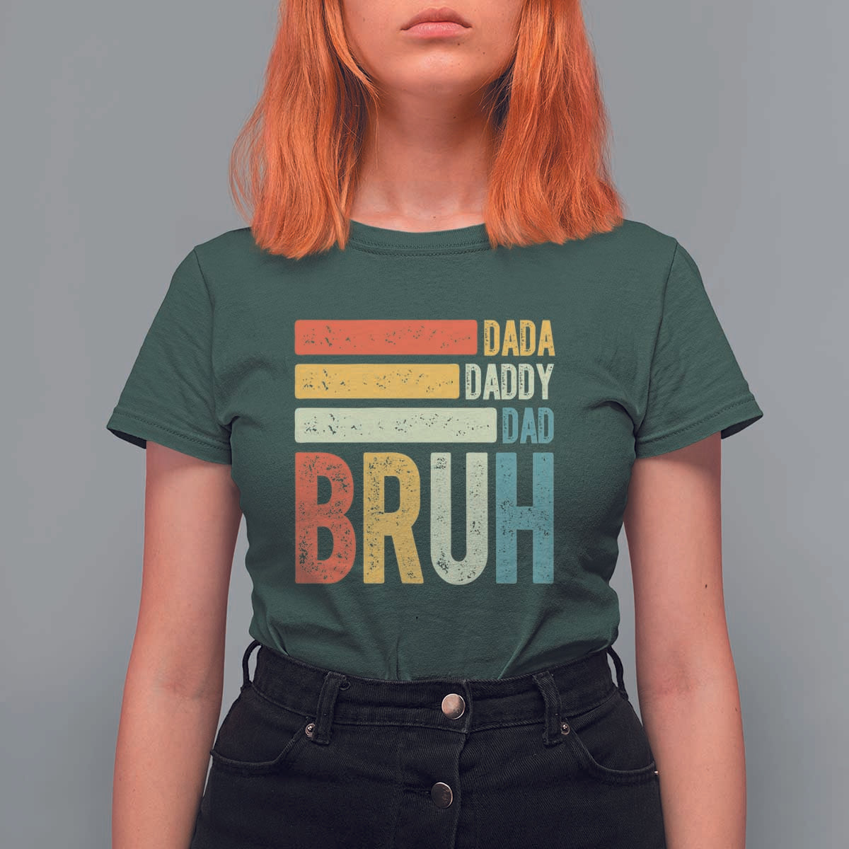 Funny Dada Daddy Dad Bruh T Shirt For Women Fathers Day Vintage Stripes
