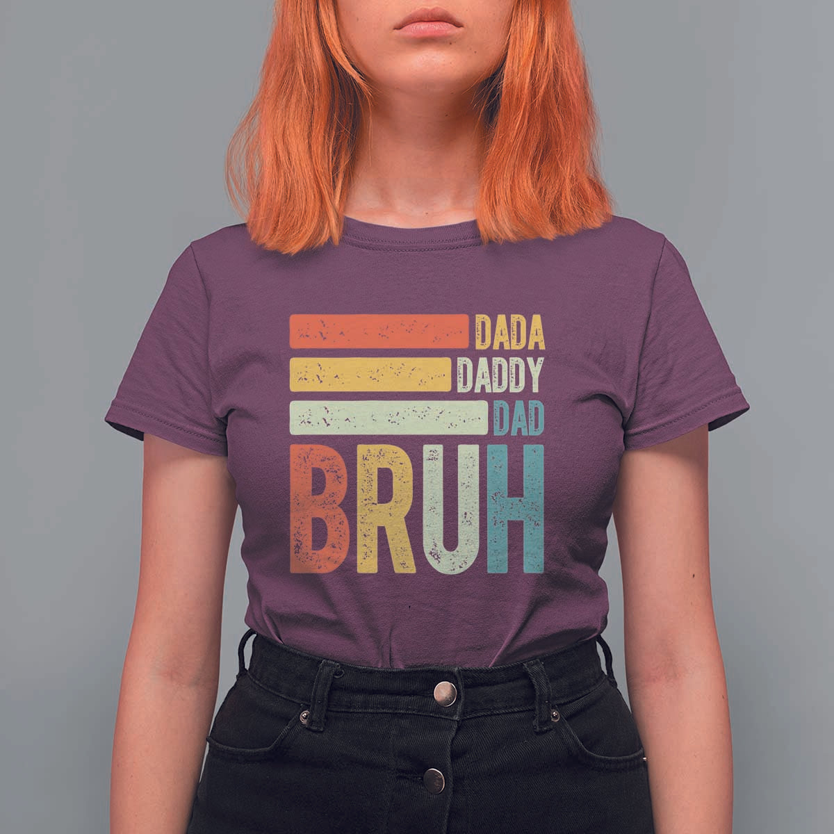 Funny Dada Daddy Dad Bruh T Shirt For Women Fathers Day Vintage Stripes