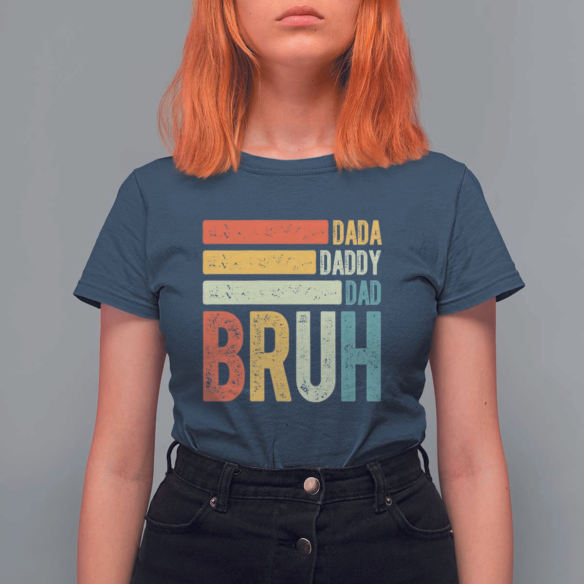 Funny Dada Daddy Dad Bruh T Shirt For Women Fathers Day Vintage Stripes