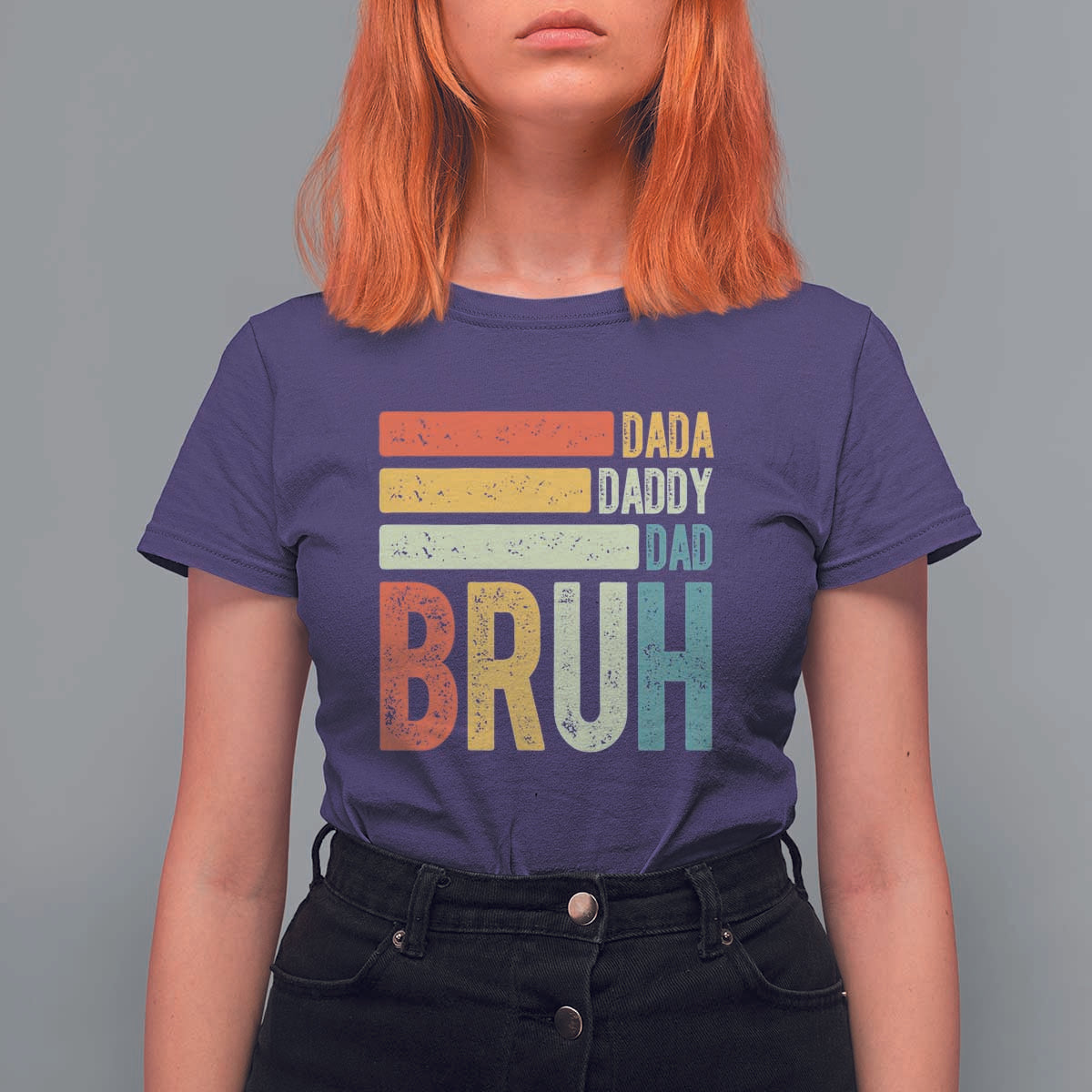 Funny Dada Daddy Dad Bruh T Shirt For Women Fathers Day Vintage Stripes