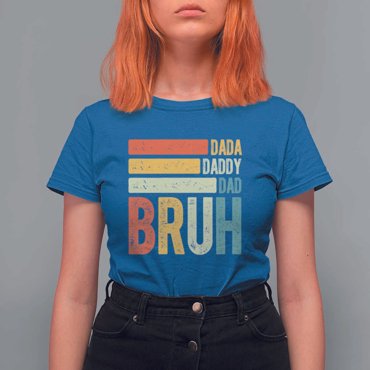 Funny Dada Daddy Dad Bruh T Shirt For Women Fathers Day Vintage Stripes
