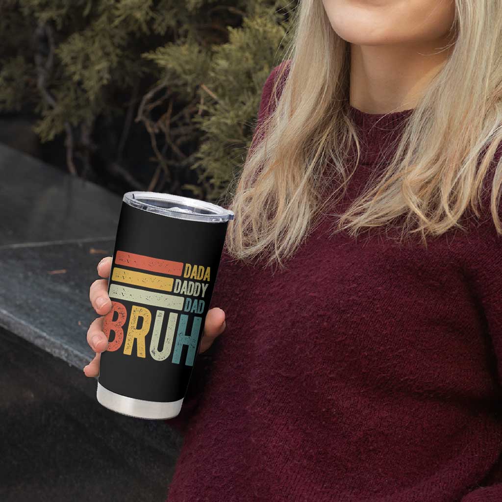 Funny Dada Daddy Dad Bruh Tumbler Cup Fathers Day Vintage Stripes