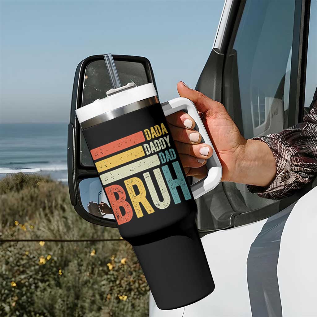 Funny Dada Daddy Dad Bruh Tumbler With Handle Fathers Day Vintage Stripes