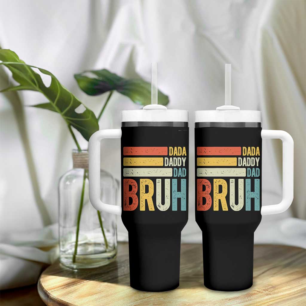 Funny Dada Daddy Dad Bruh Tumbler With Handle Fathers Day Vintage Stripes