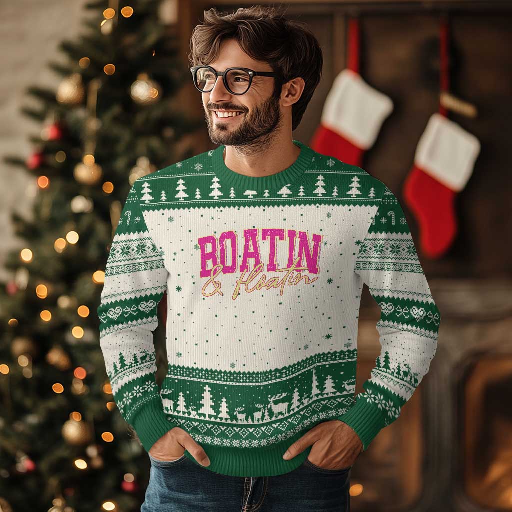 Funny Boating And Floatin Ugly Christmas Sweater Summer Vacation Boat Lake Life - Wonder Print Shop