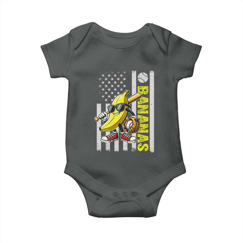 Funny Bananas Lover Baseball Vintage American Flag Baby Onesie - Wonder Print Shop