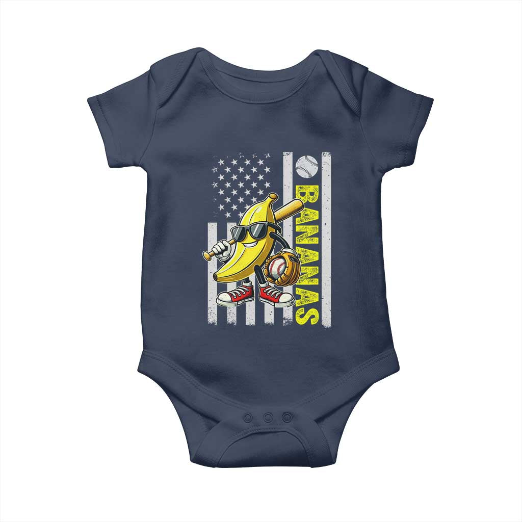 Funny Bananas Lover Baseball Vintage American Flag Baby Onesie - Wonder Print Shop