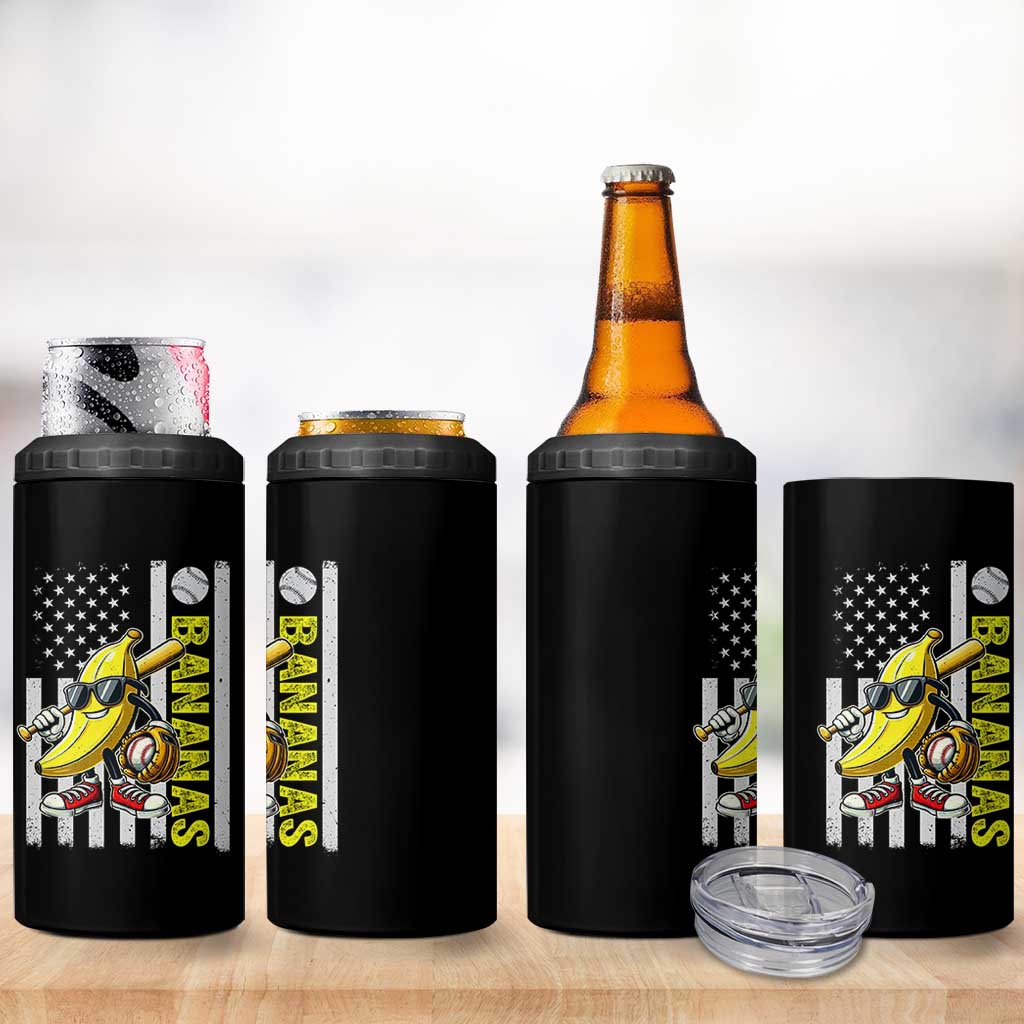 Funny Bananas Lover Baseball Vintage American Flag 4 in 1 Can Cooler Tumbler - Wonder Print Shop