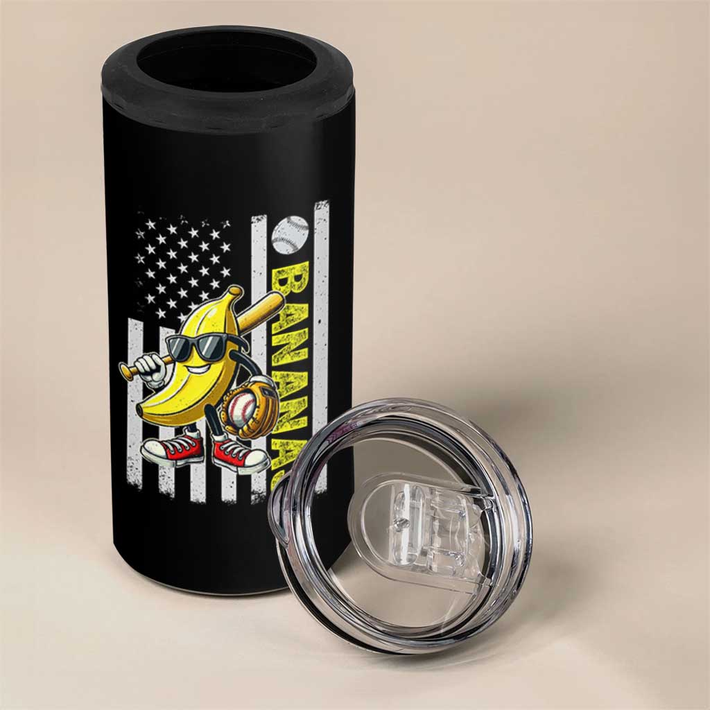 Funny Bananas Lover Baseball Vintage American Flag 4 in 1 Can Cooler Tumbler - Wonder Print Shop